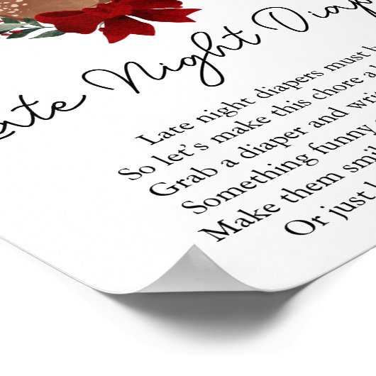 Oh Deer Winter Greenery Spate Night Diapers Game Poster (Ecke)