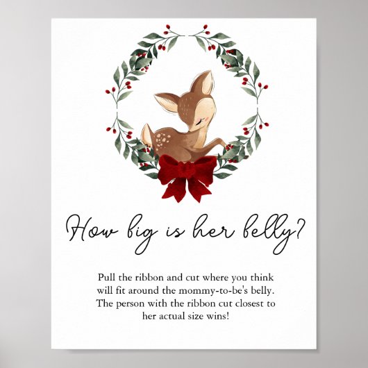 Oh Deer Winter Greenery Wie groß ist ihr Bauchspie Poster (Vorne)