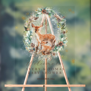 Oh Deer Winter Woodland Baby Dusche Acrylschild