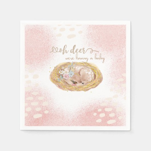 Oh Deer Wir bekommen ein Baby Serviette (Vorderseite)