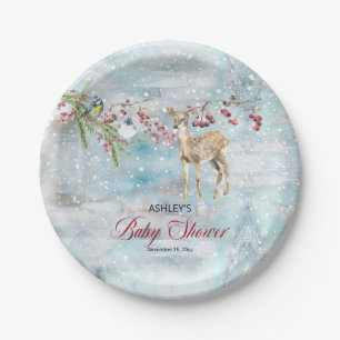 Oh Deer Woodland Animals Winter Boy Baby Dusche Pappteller