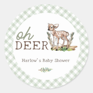 Oh Deer Woodland Baby Deer Baby Shower Runder Aufkleber