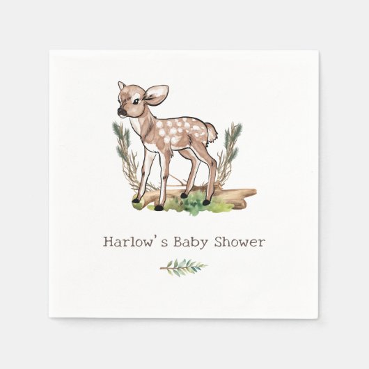 Oh Deer Woodland Baby Deer Baby Shower Serviette (Vorderseite)