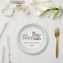 Oh Deer Woodland Baby Deer Birthday Pappteller