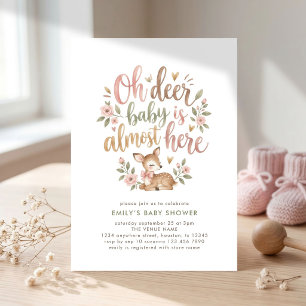 Oh Deer Woodland Baby Shower Florale Reh Einladung