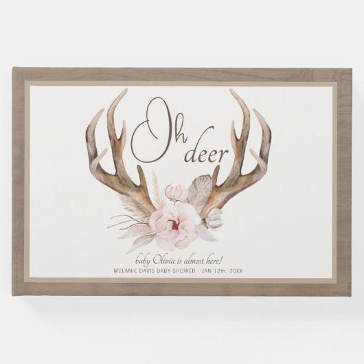 Oh Deer Woodland Baby Shower Guest Book - Boho Wat Gästebuch (Vorderseite)