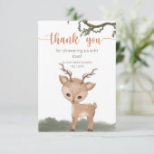 Oh Deer Woodland Babydusche danke Karte (Stehend Vorderseite)