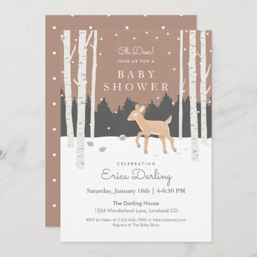 Oh, Deer! Woodland Babydusche | Weichbraun Programm (Vorne/Hinten)