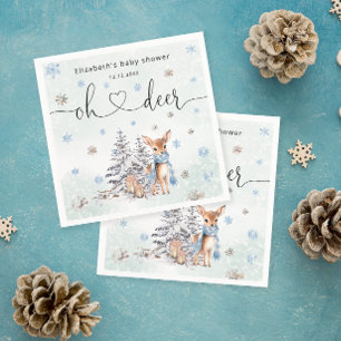 Oh Deer Woodland Blue Boy Baby Dusche Serviette