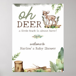 Oh Deer Woodland Deer Baby Dusche Begrüßungszeiche Poster