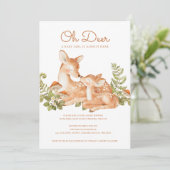 Oh Deer Woodland Forest Baby Dusche Einladung (Stehend Vorderseite)