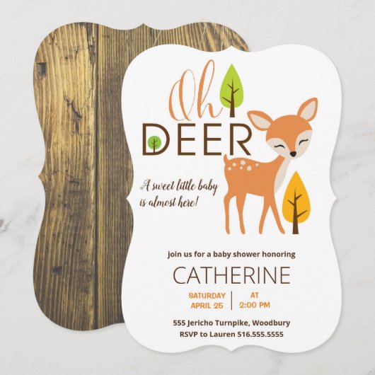 Oh Deer Woodland Forest Baby Dusche Einladung (Vorne/Hinten)