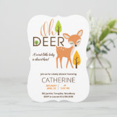 Oh Deer Woodland Forest Baby Dusche Einladung (Stehend Vorderseite)