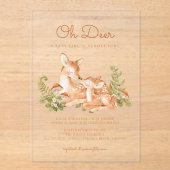 Oh Deer Woodland Forest Baby Shower  Acryleinladungen (Vorderseite)
