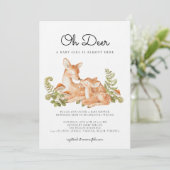 Oh Deer Woodland Forest Baby Shower Einladung (Stehend Vorderseite)