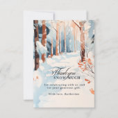 Oh Deer Woodland Thankyou schneit viel Baby-Dusche Dankeskarte (Vorderseite)