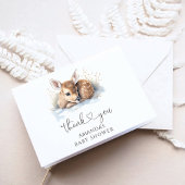 Oh Deer Woodland Winter Baby Dusche Dankeskarte