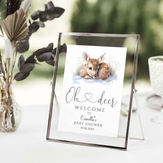 Oh Deer Woodland Winter Baby Dusche Poster