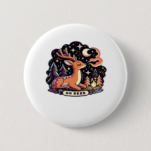 Oh Deer Zeitgenössischer Grafikstil Button (Vorderseite)