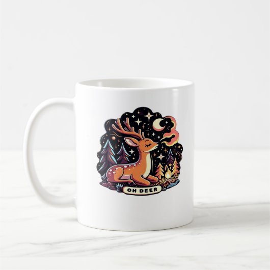 Oh Deer Zeitgenössischer Grafikstil Kaffeetasse (Links)