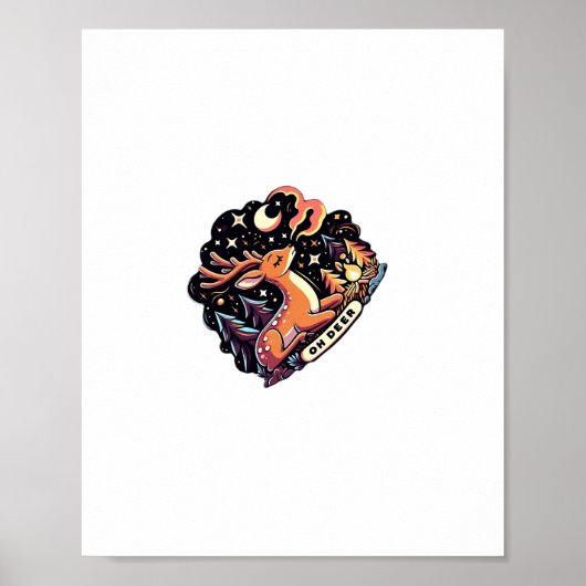 Oh Deer Zeitgenössischer Grafikstil Poster (Vorne)