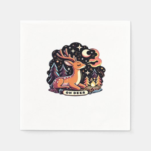 Oh Deer Zeitgenössischer Grafikstil Serviette (Vorderseite)