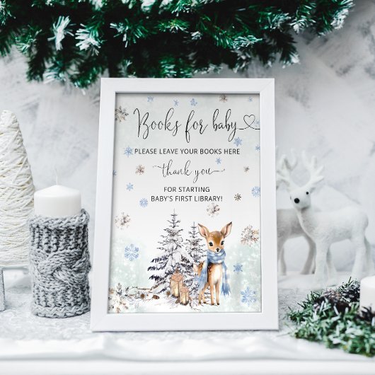 Oh Dei Winter Woodland Baby Boy Shower Books Poster