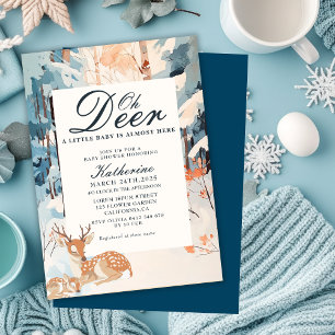 Oh Dei Winter Woodland Snowy Forest Babydusche Einladung