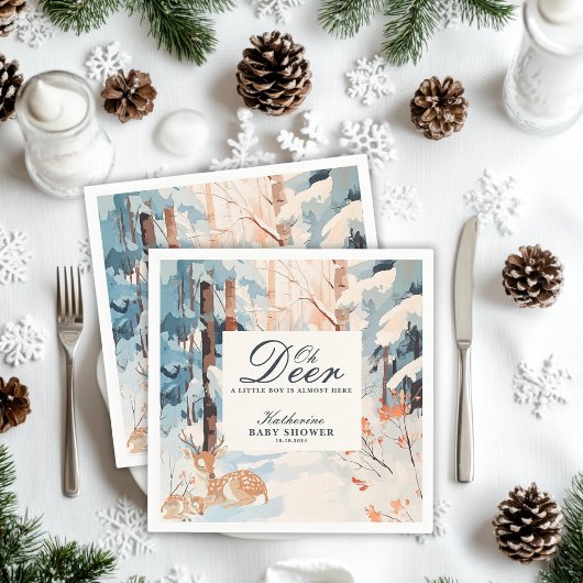 Oh Dei Winter Woodland Snowy Forest Babydusche Serviette