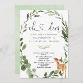 Oh Dei Woodland Gender-neutrale Babydusche Einladung (Vorne/Hinten)