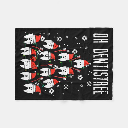 Oh Dentistree Christmas Tree Teeth Dentistry Denta Fleecedecke (Vorderseite (Horizontal))