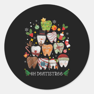 Oh Dentistree Frohe Weihnachten Dental Lustige Zäh Runder Aufkleber