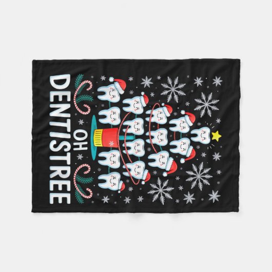 Oh Dentistree - Funny Christmas Tree Dental Hygien Fleecedecke (Vorderseite (Horizontal))