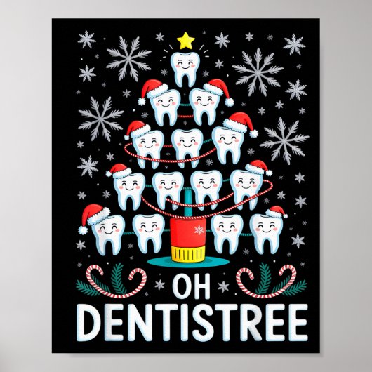 Oh Dentistree - Funny Christmas Tree Dental Hygien Poster (Vorne)