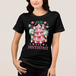 Oh Dentistree Weihnachts-Zahnarztkabine Tri-Blend Shirt