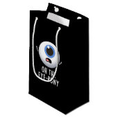 Oh, die Augenronie Funny Eyeball Pun Dark BG Kleine Geschenktüte (Vorderseite Schrägansicht)