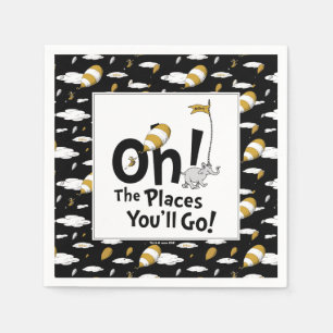 Oh, die Orte, an denen du sein wirst! Retro-Abschl Serviette