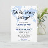 Oh, die Orte, an denen er blaue Abschlussfeier mac Einladung (Stehend Vorderseite)