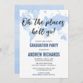 Oh, die Orte, an denen er blaue Abschlussfeier mac Einladung (Vorne/Hinten)