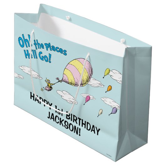 Oh, die Orte, an denen er gehen wird! - Erster Geb Große Geschenktüte (Vorderseite Schrägansicht)