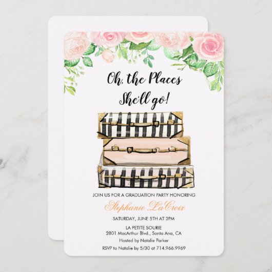 Oh, die Orte, an denen sie Abschluss einladen wird Einladung (Vorne/Hinten)