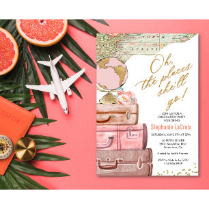 Oh, die Orte, an denen sie Abschluss gehen wird Einladung