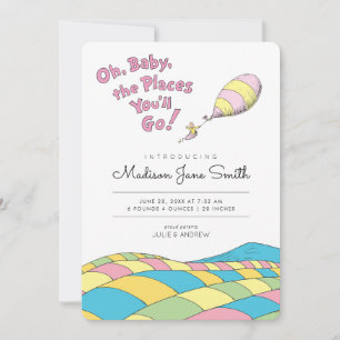Oh, die Orte, an denen Sie Geburtstag von Baby ank Einladung