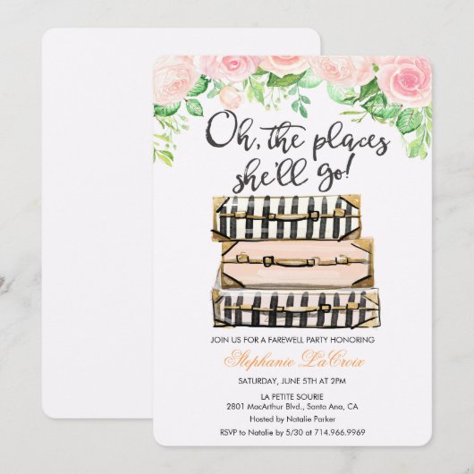 Oh, die Orte, an denen sie sich von der Party Einl Einladung (Vorne/Hinten)