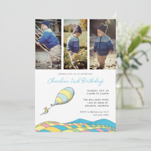 Oh, die Orte, an die du gehen wirst! | Boy Birthda Einladung (Stehend Vorderseite)