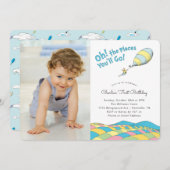 Oh, die Orte, an die du gehen wirst! | Junge Gebur Einladung (Vorne/Hinten)