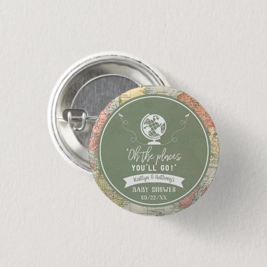 "Oh, die Orte, an die du gehen wirst!" Reisekarte Button (Vorne & Hinten)