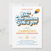 Oh, die Orte, an die du gehen wirst! Retro-Abschlu Einladung (Vorderseite)