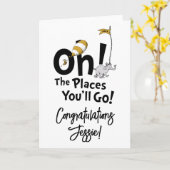 Oh, die Orte, an die du gehen wirst! Retro-Abschlu Karte (Gelbe Blume)