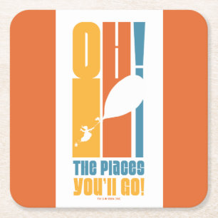 Oh, die Orte, an die du gehen wirst! Tall Retro Ty Rechteckiger Pappuntersetzer